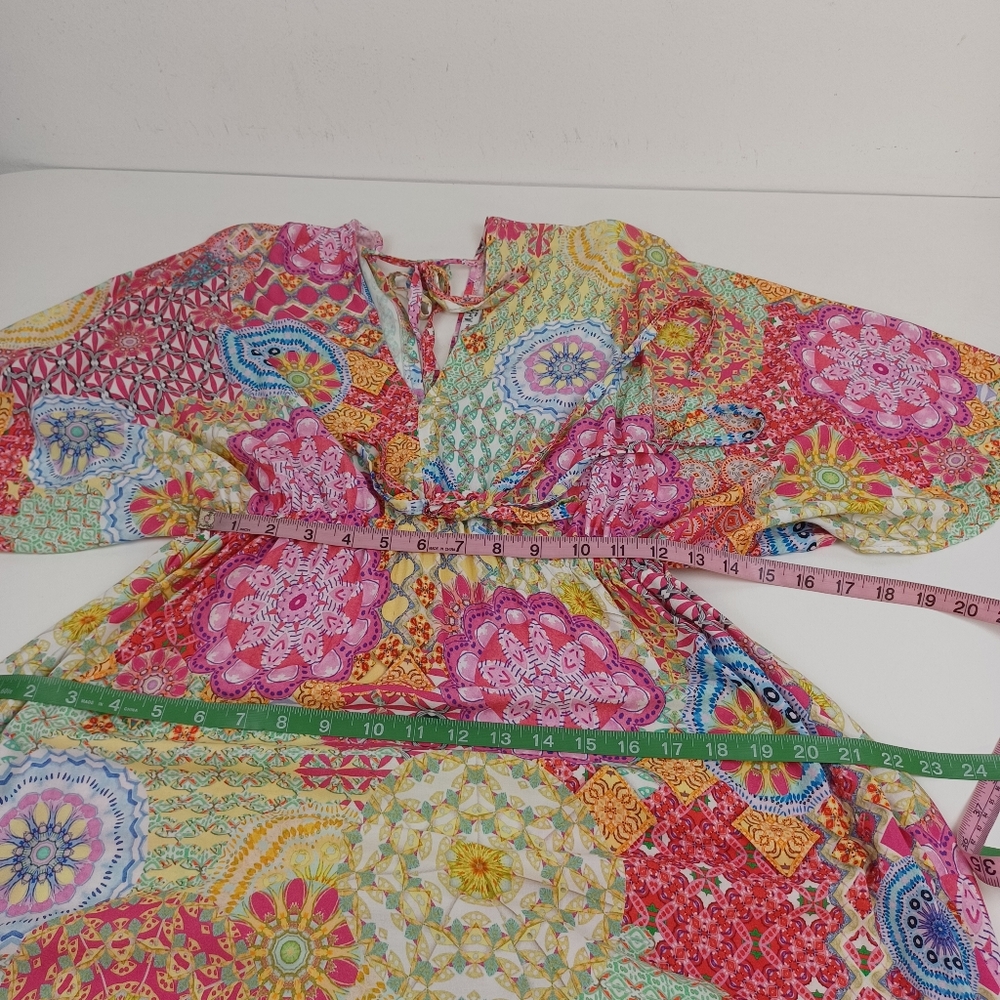 Gigi Moda Agio Maxi Dress One Size Women Boho Resort Wear Double V Neck Viscose - Picture 9 of 11